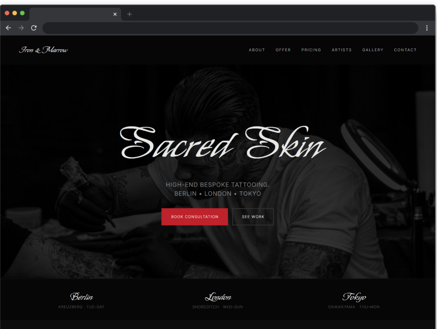 Sacred Skin Tattoo Carrd Template